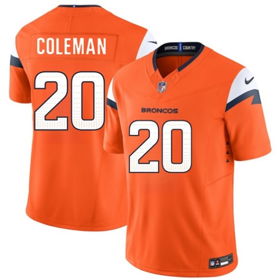 Men's Denver Broncos #20 Jonah Coleman Orange 2026 Draft F.U.S.E. Vapor Limited Football Stitched Jersey - Ujersey