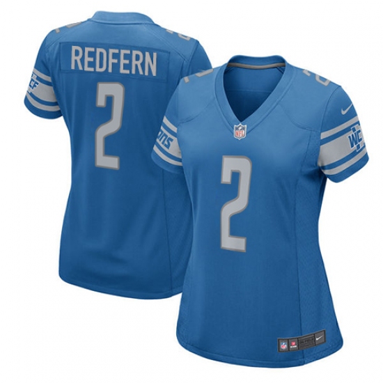 Women's Nike Detroit Lions #2 Kasey Redfern Game Blue Team Color NFL Jersey - Ujersey