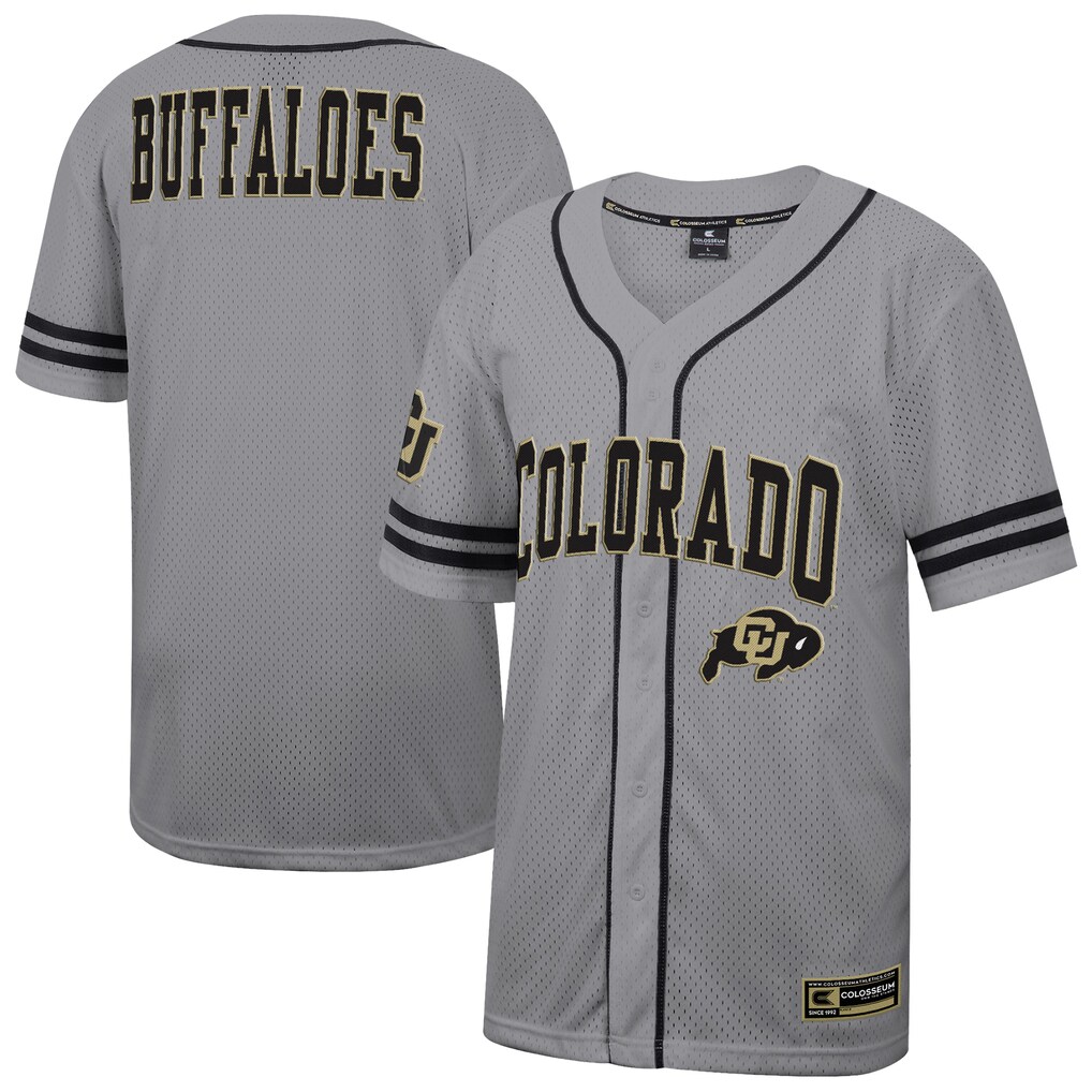 Men's Colosseum Gray Colorado Buffaloes Free Spirited Baseball Jersey - ujerseystore