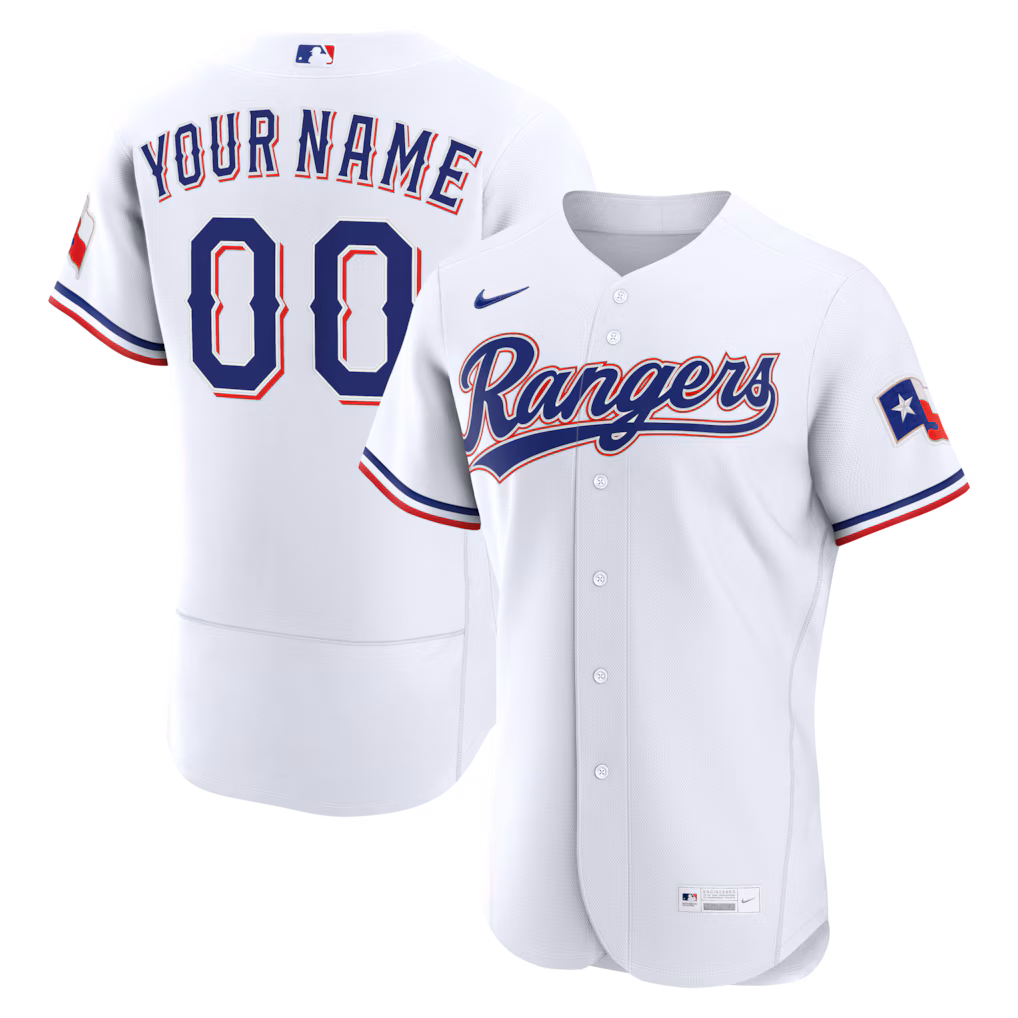 Men's Texas Rangers Nike White Home Authentic Custom Jersey - ujerseystore
