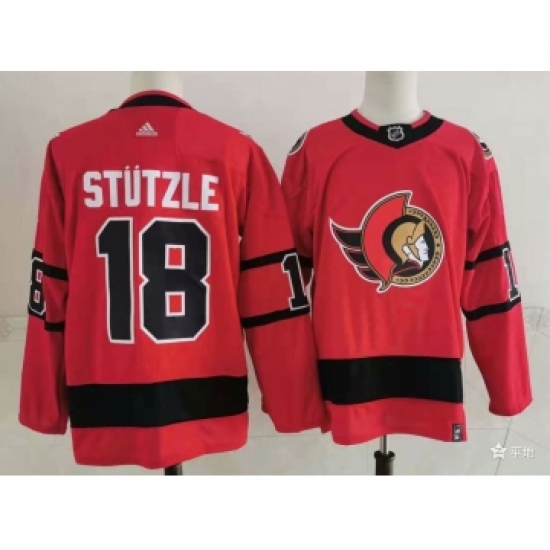Men's Ottawa Senators #18 Tim Stutzle Red 2021 Reverse Retro Authentic Jersey - Ujersey