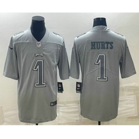 Men's Philadelphia Eagles #1 Jalen Hurts Gray Atmosphere Fashion Stitched Jersey - Ujersey