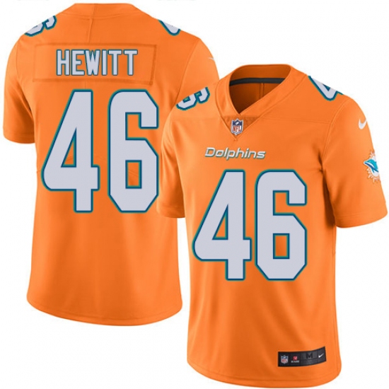 Men's Nike Miami Dolphins #46 Neville Hewitt Limited Orange Rush Vapor Untouchable NFL Jersey - Ujersey