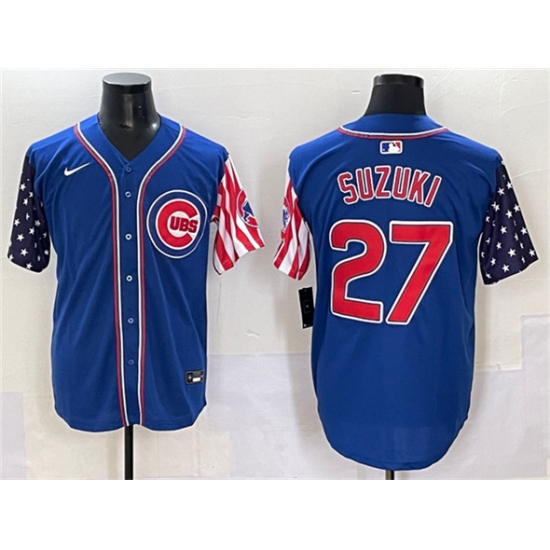 Men's Chicago Cubs #27 Seiya Suzuki Royal 2025 Independence Day Vapor Premier Limited Stitched Baseball Jersey - Ujersey