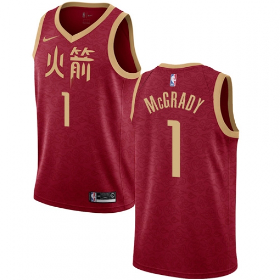 Women's Nike Houston Rockets #1 Tracy McGrady Swingman Red NBA Jersey - 2018 19 City Edition - Ujersey