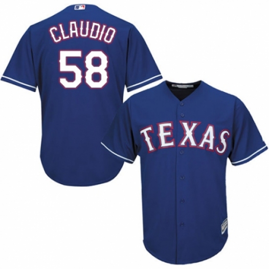 Youth Majestic Texas Rangers #58 Alex Claudio Authentic Royal Blue Alternate 2 Cool Base MLB Jersey - Ujersey
