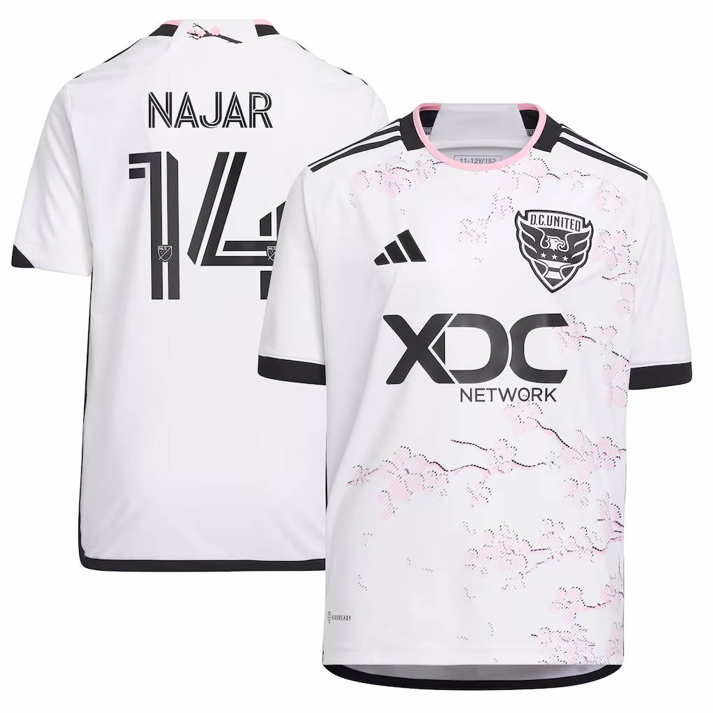 Youth D.C. United Andy Najar adidas White 2023 The Cherry Blossom Kit Replica Player Jersey - Ujersey NHL