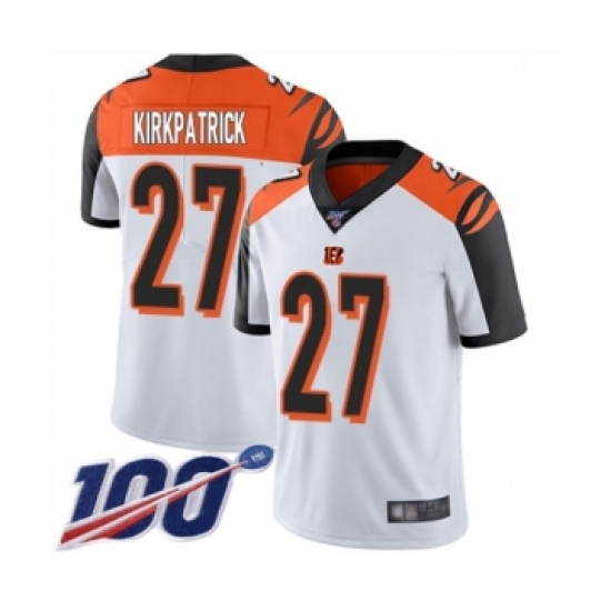 Men's Cincinnati Bengals #27 Dre Kirkpatrick White Vapor Untouchable Limited Player 100th Season Football Jersey - Ujersey