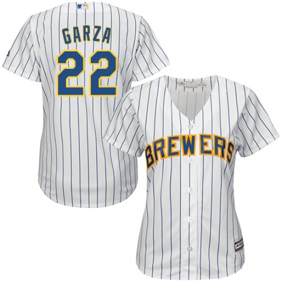 Women's Majestic Milwaukee Brewers #22 Matt Garza Authentic White Alternate Cool Base MLB Jersey - Ujersey