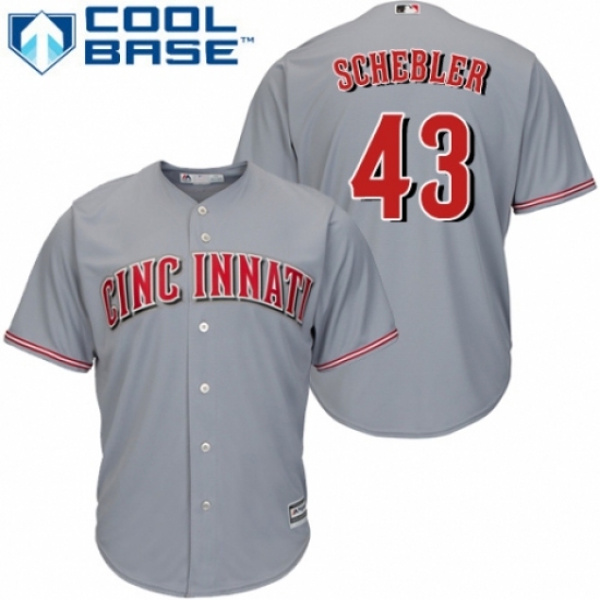 Youth Majestic Cincinnati Reds #43 Scott Schebler Authentic Grey Road Cool Base MLB Jersey - Ujersey