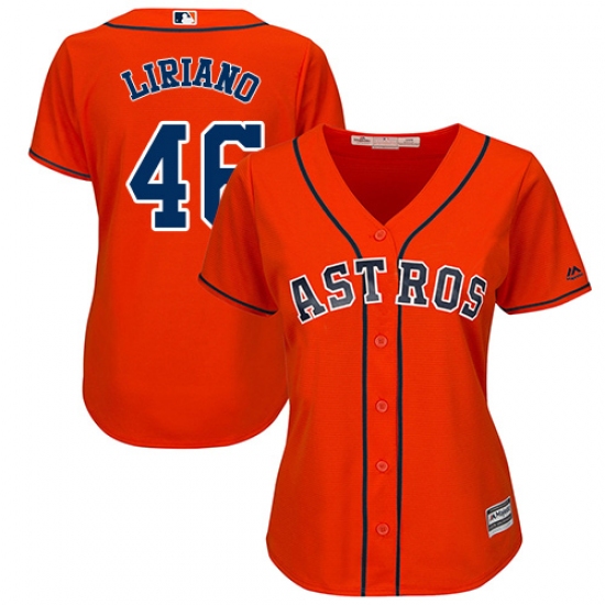 Women's Majestic Houston Astros #46 Francisco Liriano Authentic Orange Alternate Cool Base MLB Jersey - Ujersey