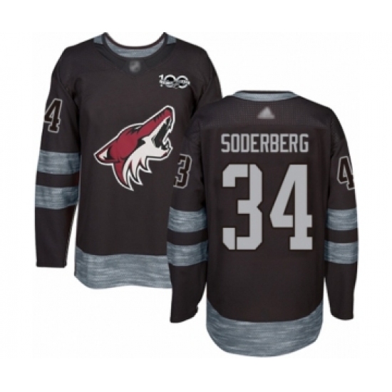 Men's Arizona Coyotes #34 Carl Soderberg Authentic Black 1917-2017 100th Anniversary Hockey Jersey