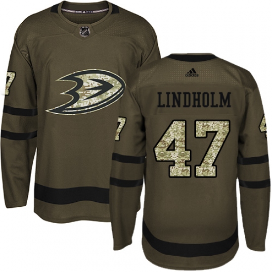 Youth Adidas Anaheim Ducks #47 Hampus Lindholm Premier Green Salute to Service NHL Jersey - Ujersey