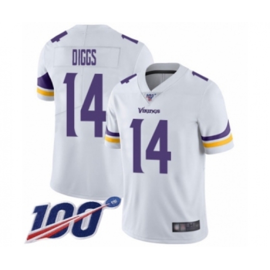 Men's Minnesota Vikings #14 Stefon Diggs White Vapor Untouchable Limited Player 100th Season Football Jersey - Ujersey