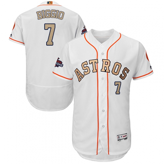 Men's Majestic Houston Astros #7 Craig Biggio White 2018 Gold Program Flex Base Authentic Collection MLB Jersey - Ujersey