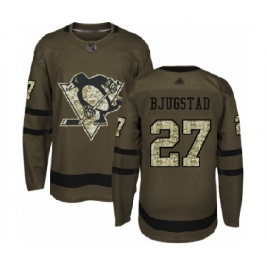 Men's Pittsburgh Penguins #27 Nick Bjugstad Authentic Green Salute to Service Hockey Jersey - Ujersey