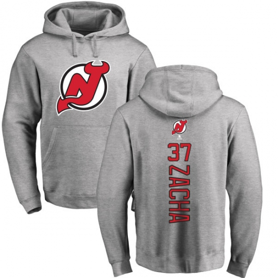 NHL Adidas New Jersey Devils #37 Pavel Zacha Ash Backer Pullover Hoodie - Ujersey