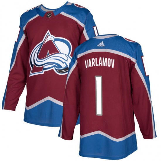 Men's Adidas Colorado Avalanche #1 Semyon Varlamov Authentic Burgundy Red Home NHL Jersey - Ujersey