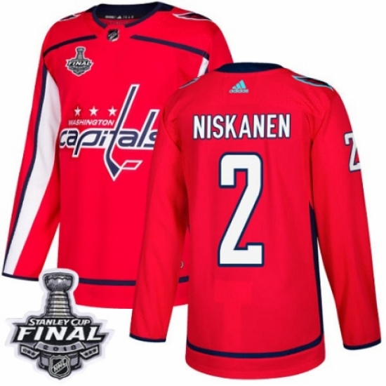 Men's Adidas Washington Capitals #2 Matt Niskanen Premier Red Home 2018 Stanley Cup Final NHL Jersey - Ujersey
