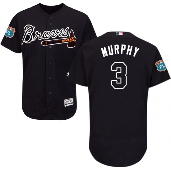 Men's Majestic Atlanta Braves #3 Dale Murphy Navy Blue Alternate Flex Base Authentic Collection MLB Jersey - Ujersey