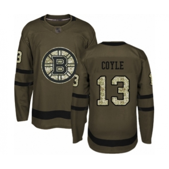 Men's Boston Bruins #13 Charlie Coyle Authentic Green Salute to Service Hockey Jersey - Ujersey