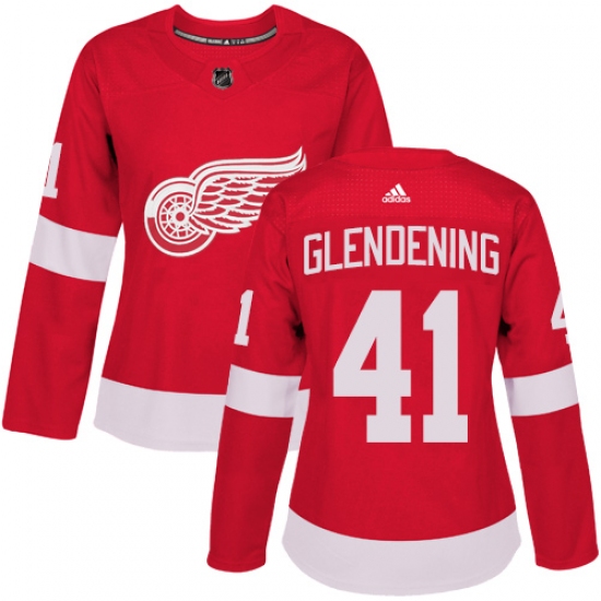 Women's Adidas Detroit Red Wings #41 Luke Glendening Authentic Red Home NHL Jersey - Ujersey
