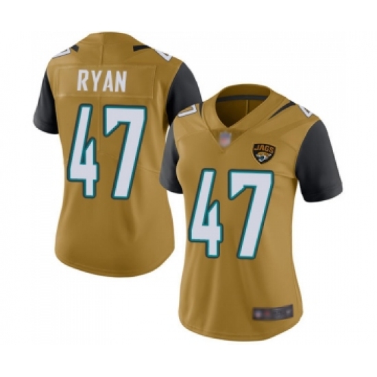 Women's Jacksonville Jaguars #47 Jake Ryan Limited Gold Rush Vapor Untouchable Football Jersey - Ujersey