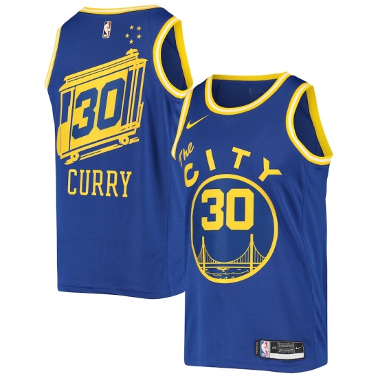Men's Golden State Warriors #30 Stephen Curry Nike Royal Hardwood Classics 2020-21 Swingman Jersey - Ujersey