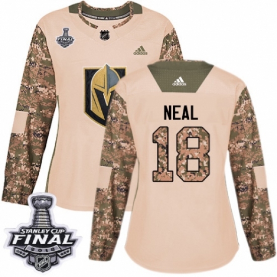 Women's Adidas Vegas Golden Knights #18 James Neal Authentic Camo Veterans Day Practice 2018 Stanley Cup Final NHL Jersey - Ujersey