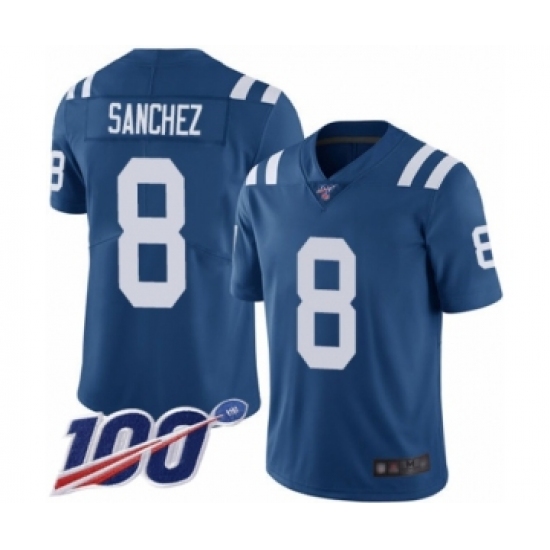 Men's Indianapolis Colts #8 Rigoberto Sanchez Royal Blue Team Color Vapor Untouchable Limited Player 100th Season Football Jersey - Ujersey