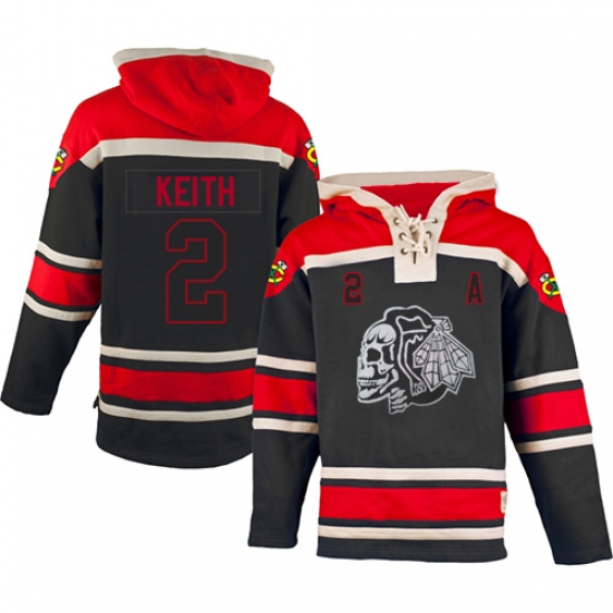 Men's Old Time Hockey Chicago Blackhawks #2 Duncan Keith Premier Black Sawyer Hooded Sweatshirt NHL Jersey - Ujersey