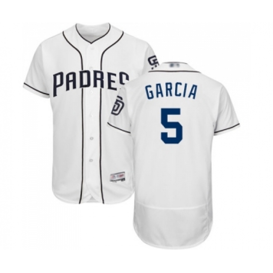 Men's San Diego Padres #5 Greg Garcia White Home Flex Base Authentic Collection Baseball Jersey - Ujersey