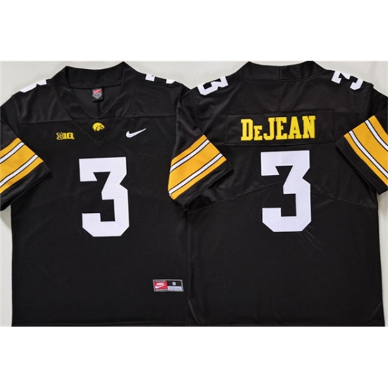 Men's Iowa Hawkeyes #3 Cooper DeJean Black Stitched Jersey - Ujersey