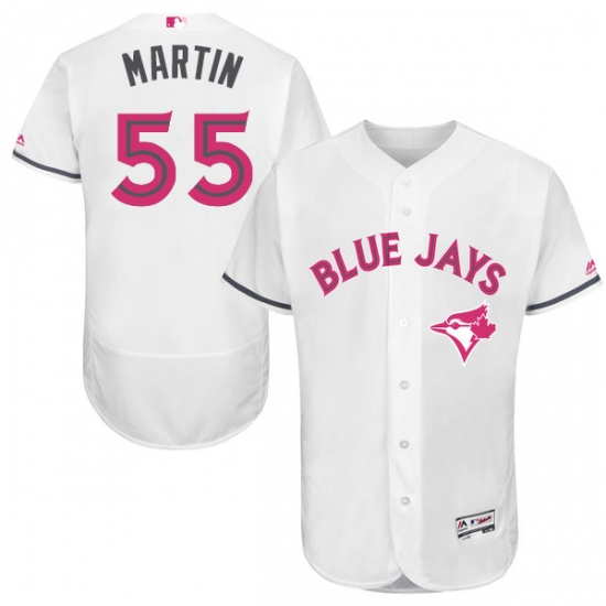 Men's Majestic Toronto Blue Jays #55 Russell Martin Authentic White 2016 Mother's Day Fashion Flex Base MLB Jersey - Ujersey