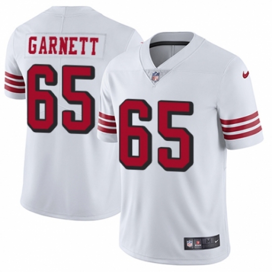 Men's Nike San Francisco 49ers #65 Joshua Garnett Limited White Rush Vapor Untouchable NFL Jersey - Ujersey