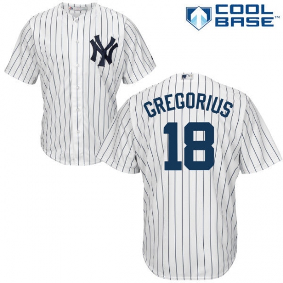 Men's Majestic New York Yankees #18 Didi Gregorius Replica White Home MLB Jersey - Ujersey