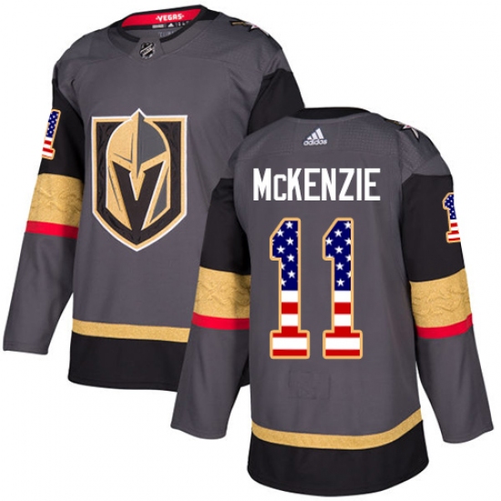 Youth Adidas Vegas Golden Knights #11 Curtis McKenzie Authentic Gray USA Flag Fashion NHL Jersey - Ujersey
