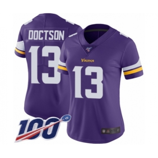 Women's Minnesota Vikings #13 Josh Doctson Purple Team Color Vapor Untouchable Limited Player 100th Season Football Jersey - Ujersey