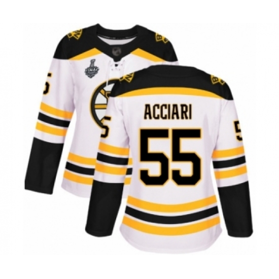 Women's Boston Bruins #55 Noel Acciari Authentic White Away 2019 Stanley Cup Final Bound Hockey Jersey - Ujersey