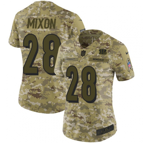 Women's Nike Cincinnati Bengals #28 Joe Mixon Limited Camo 2018 Salute to Service NFL Jersey - Ujersey