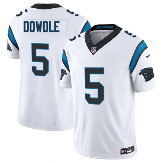 Men's Carolina Panthers #5 Rico Dowdle White 2024 F.U.S.E. Vapor Limited Football Stitched Jersey - Ujersey