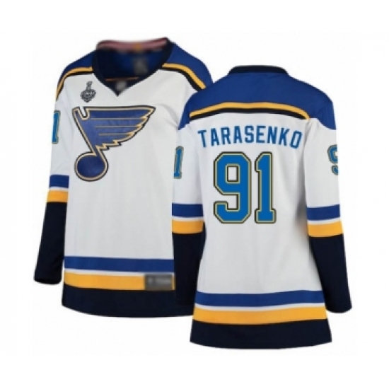Women's St. Louis Blues #91 Vladimir Tarasenko Fanatics Branded White Away Breakaway 2019 Stanley Cup Final Bound Hockey Jersey - Ujersey