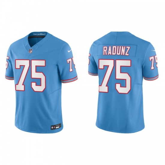 Men's Nike Tennessee Titans #75 Dillon Radunz Light Blue 2023 F.U.S.E. Vapor Limited Throwback Stitched Football Jersey - Ujersey
