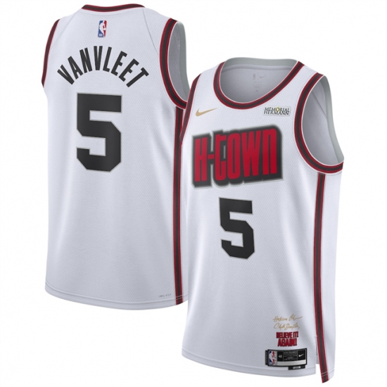 Men's Houston Rockets #5 Fred VanVleet White 2024-25 City Edition Stitched Jersey - Ujersey