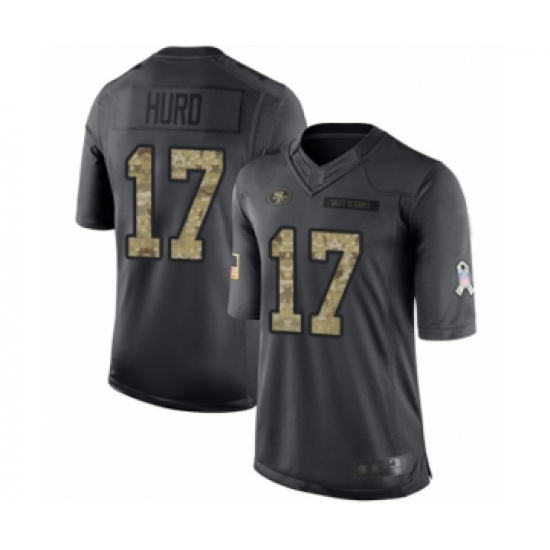 Men's San Francisco 49ers #17 Jalen Hurd Limited Black 2016 Salute to Service Football Jersey - Ujersey