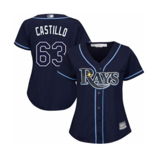 Women's Tampa Bay Rays #63 Diego Castillo Authentic Navy Blue Alternate Cool Base Baseball Player Jersey - Ujersey