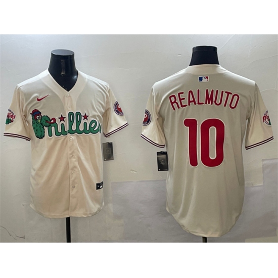 Men's Philadelphia Phillies #10 J.T. Realmuto Cream Phanatic Limited Stitched Jersey - Ujersey