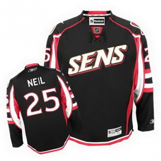 Men's Reebok Ottawa Senators #25 Chris Neil Authentic Black Throwback NHL Jersey - Ujersey