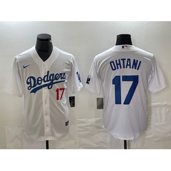 Men's Los Angeles Dodgers #17 Shohei Ohtani Number White Stitched Cool Base Nike Jersey - Ujersey
