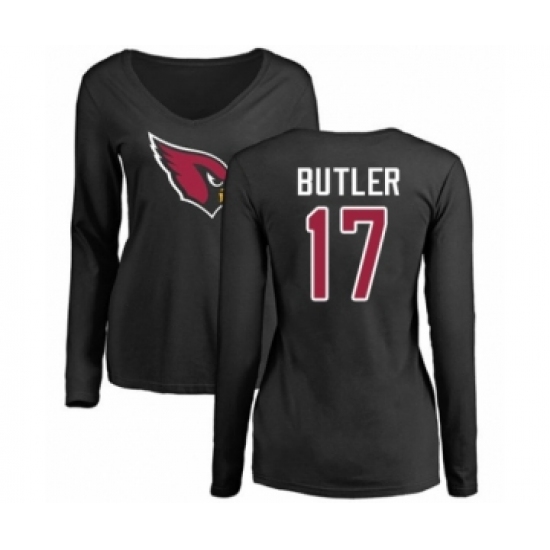 Football Women's Arizona Cardinals #17 Hakeem Butler Black Name & Number Logo Long Sleeve T-Shirt